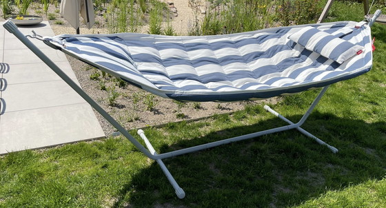 Image 1 of FatBoy Headdemock hammock Superb with cushion Stripe ocean / Light gray