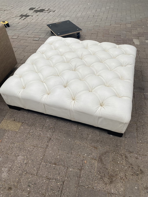 Lido Hocker Footstool White Leather