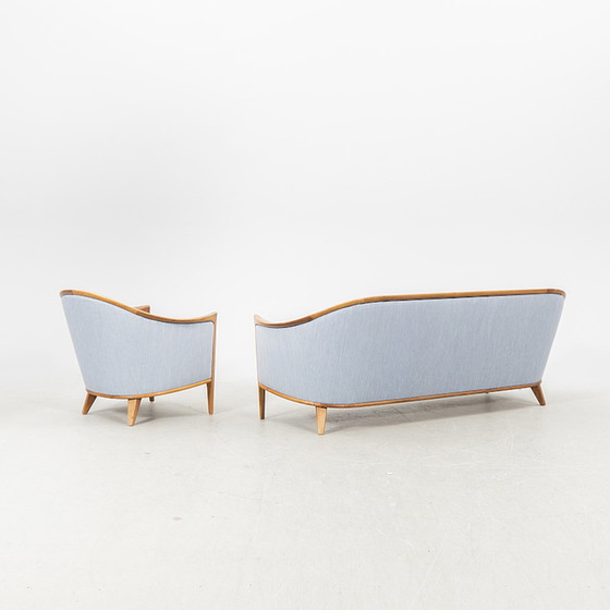 Image 1 of Broderna Anderson Sky blue sofa and armchair by Bertil Fridhagen