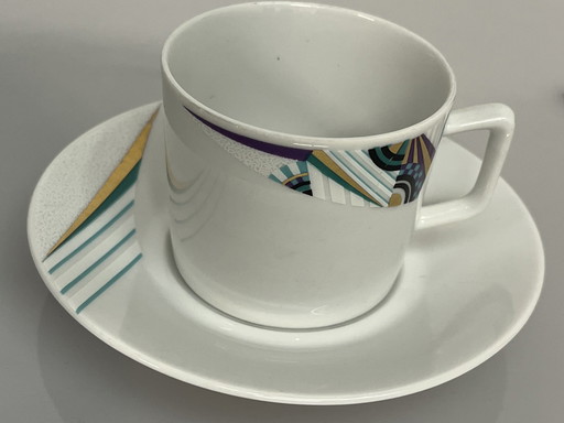 Set Of 12X Cup And Saucer Seltmann Weiden, Bavaria, W. Germany, Memphis Decor