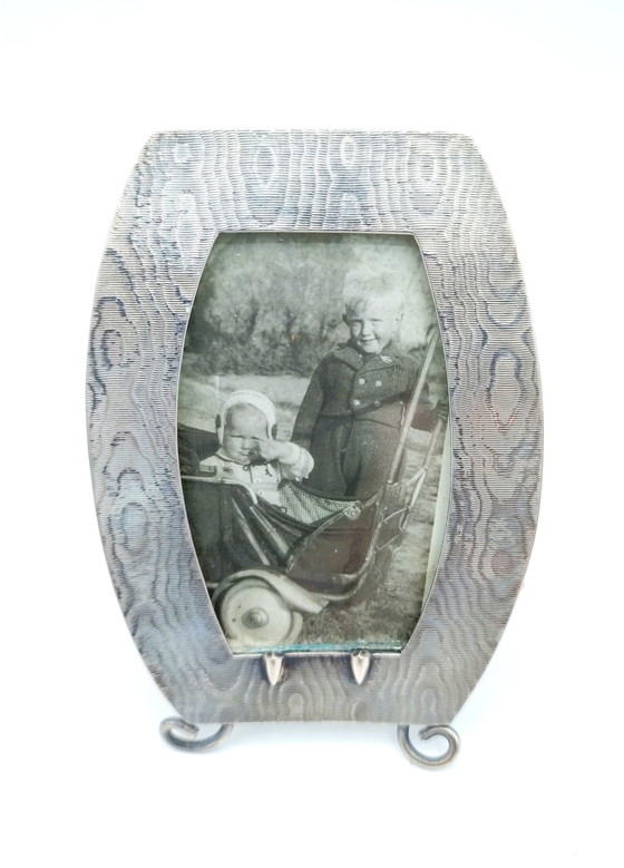 Image 1 of Silver photo frame with original photo