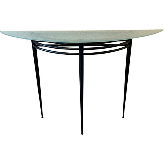 Image 1 of Vintage console "atlantique" in black lacquered metal and glass by Pascal Mourgue