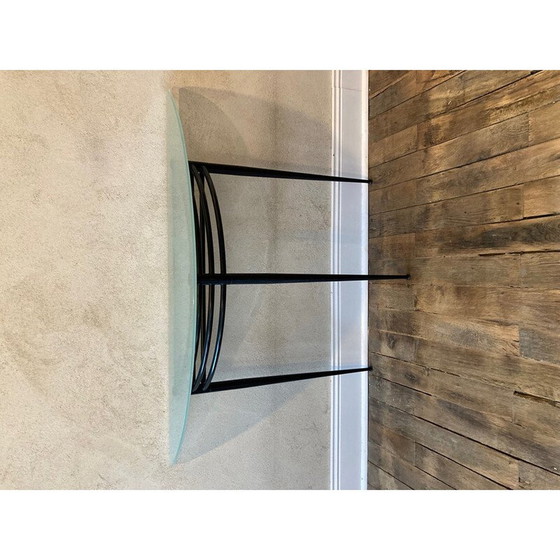 Image 1 of Vintage console "atlantique" in black lacquered metal and glass by Pascal Mourgue
