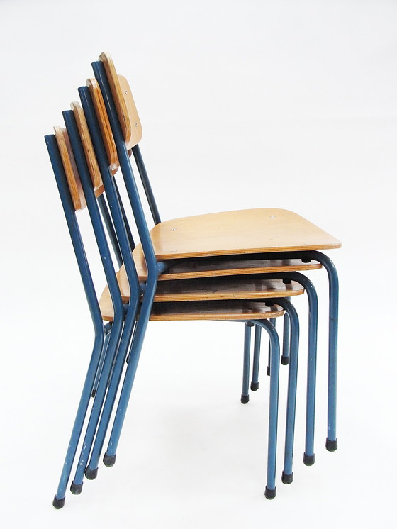 Image 1 of 4X desk chair, tubular steel, plywood