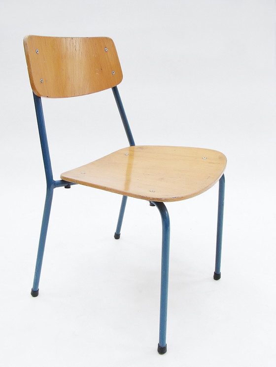 Image 1 of 4X desk chair, tubular steel, plywood