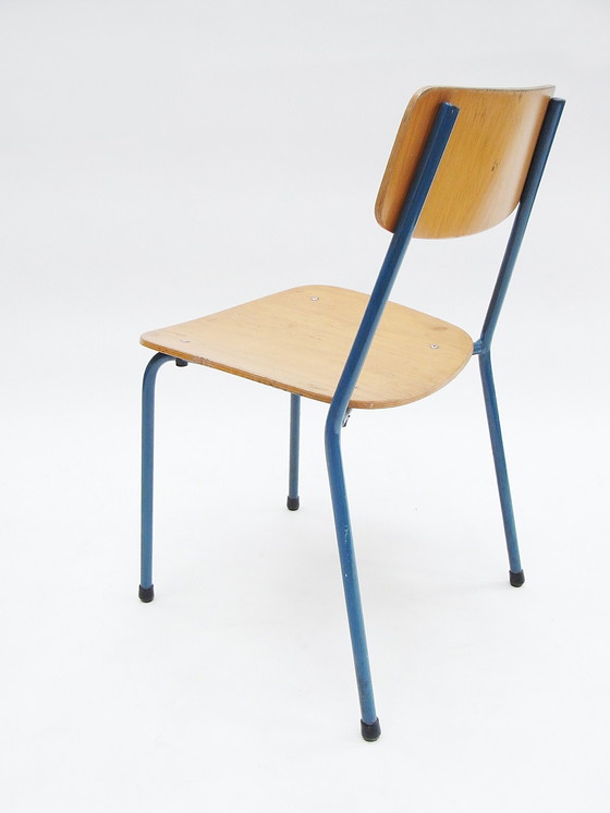 Image 1 of 4X desk chair, tubular steel, plywood