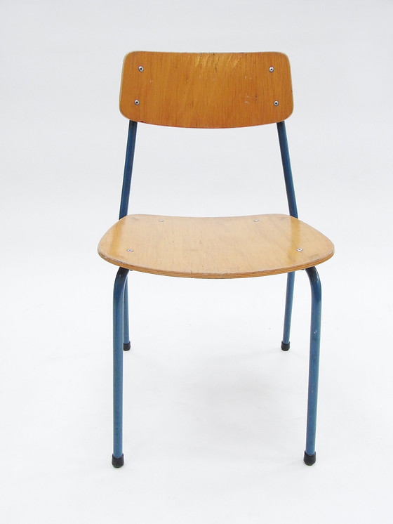 Image 1 of 4X desk chair, tubular steel, plywood