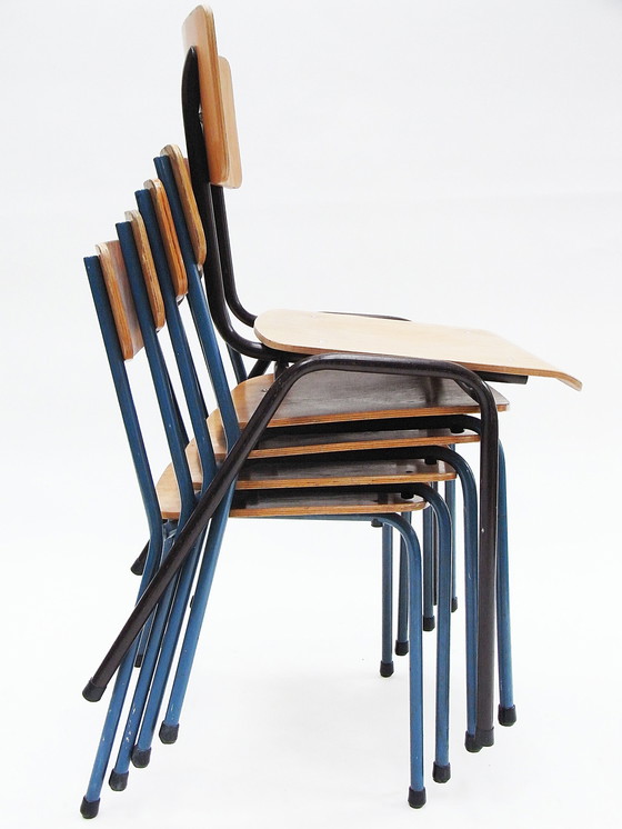 Image 1 of 4X desk chair, tubular steel, plywood