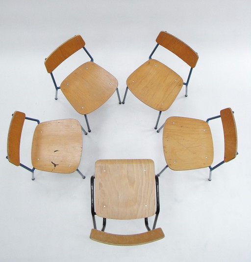 4X desk chair, tubular steel, plywood