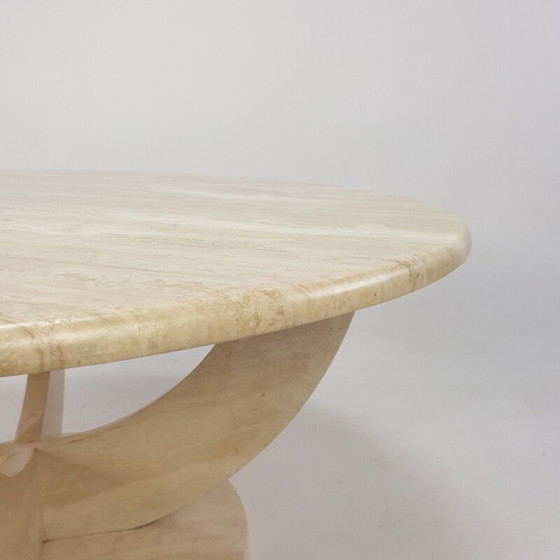 Image 1 of Round vintage travertine coffee table, Italy 1970