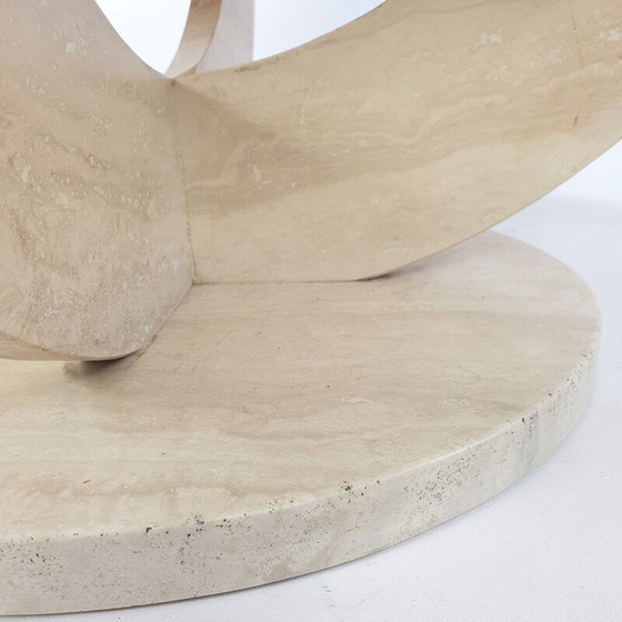 Image 1 of Round vintage travertine coffee table, Italy 1970
