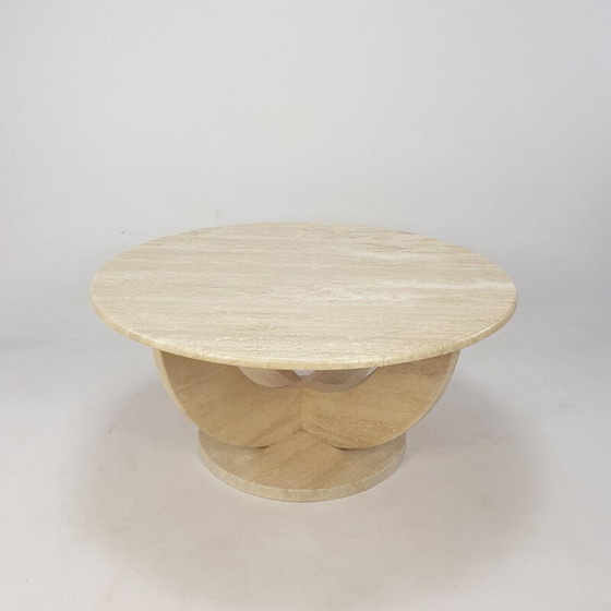 Image 1 of Round vintage travertine coffee table, Italy 1970