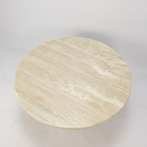 Image 1 of Round vintage travertine coffee table, Italy 1970