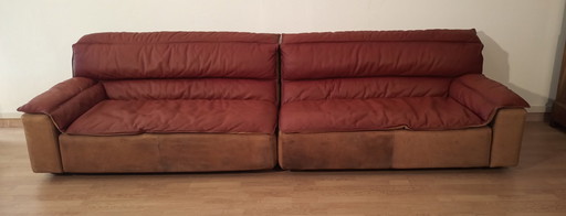 Bogo Leather And Suede Sofa By Carlo Bartoli For Rossi Di Albizzate, 1970, Set Of 2