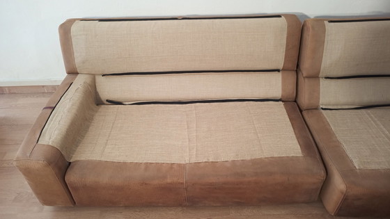 Image 1 of Bogo Leather And Suede Sofa By Carlo Bartoli For Rossi Di Albizzate, 1970, Set Of 2