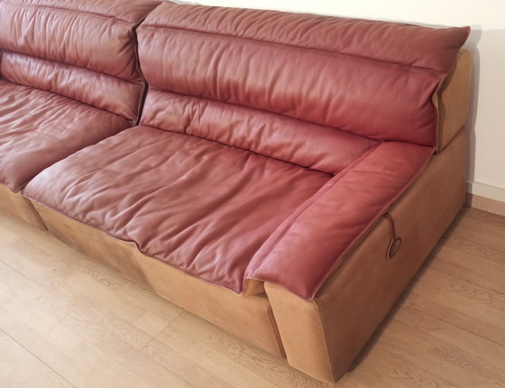 Image 1 of Bogo Leather And Suede Sofa By Carlo Bartoli For Rossi Di Albizzate, 1970, Set Of 2