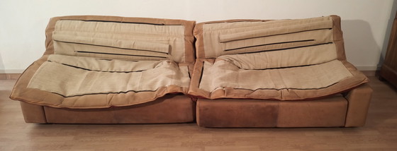 Image 1 of Bogo Leather And Suede Sofa By Carlo Bartoli For Rossi Di Albizzate, 1970, Set Of 2