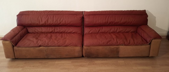 Image 1 of Bogo Leather And Suede Sofa By Carlo Bartoli For Rossi Di Albizzate, 1970, Set Of 2