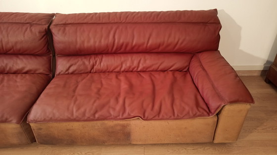 Image 1 of Bogo Leather And Suede Sofa By Carlo Bartoli For Rossi Di Albizzate, 1970, Set Of 2