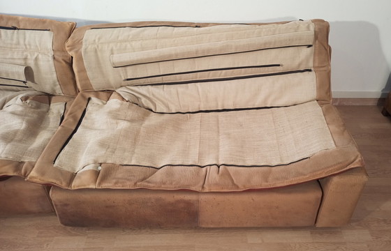 Image 1 of Bogo Leather And Suede Sofa By Carlo Bartoli For Rossi Di Albizzate, 1970, Set Of 2