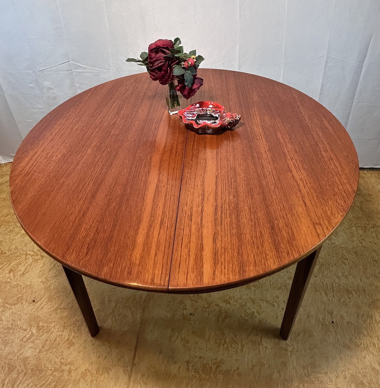 Mid Century Retro Vintage Teak Round Extending Dining Table By Mcintosh 1960