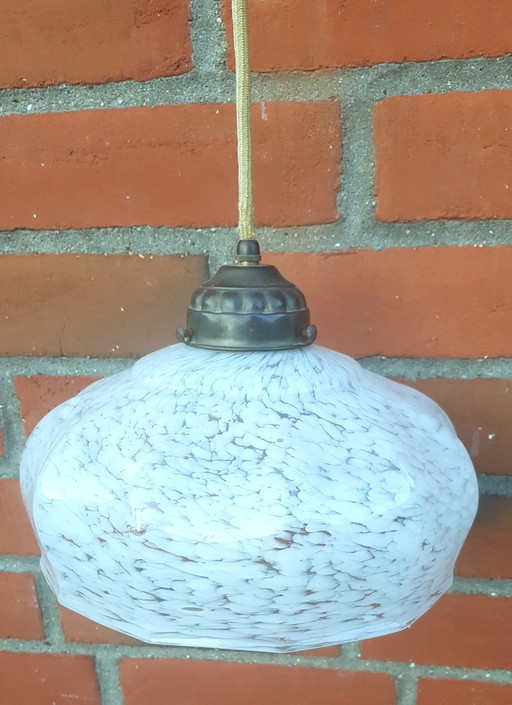 Art Nouveau White Marbled Ceiling Light