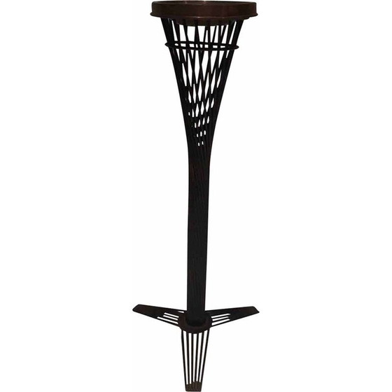 Image 1 of Posacenere vintage in ottone su supporto in filo metallico laccato nero, 1950