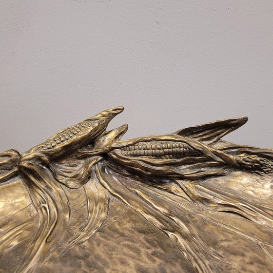 Image 1 of Vintage decorative bronze tray with cereal plant motifs by Albert Marionnet