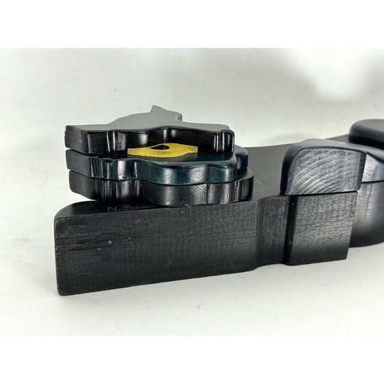 Image 1 of Vintage black panther sculpture in thick wood, Italy 1980