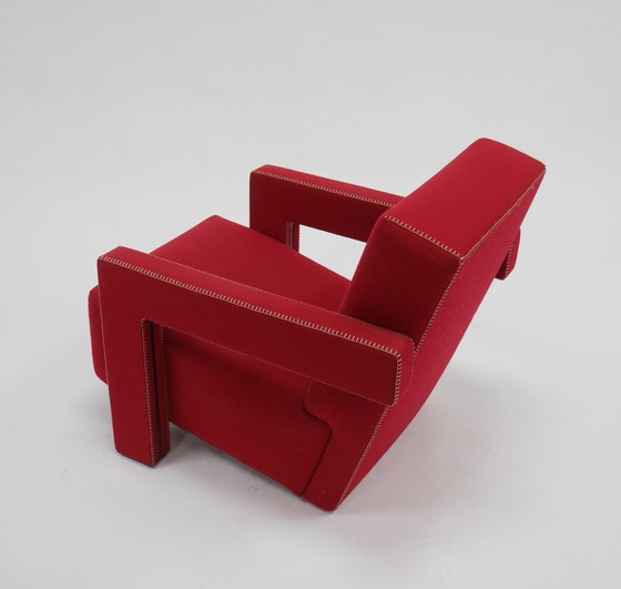 Image 1 of Cassina 2 Utrecht 637 New Never Used In Tomato Red Wool Cloth ( Serie 13L ) Horse Stitching