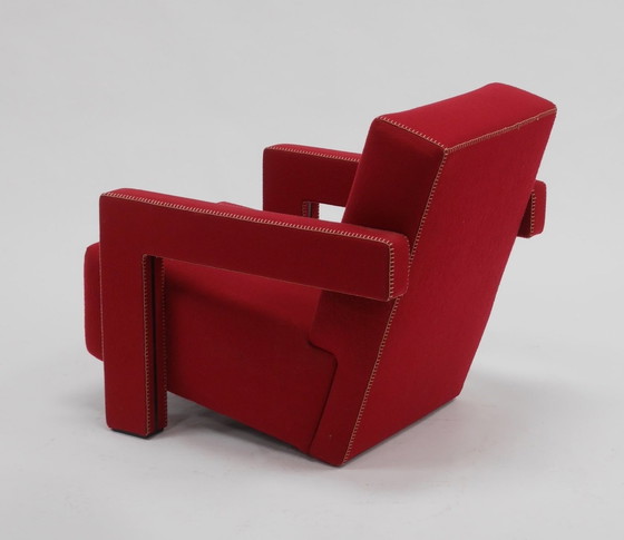 Image 1 of Cassina 2 Utrecht 637 New Never Used In Tomato Red Wool Cloth ( Serie 13L ) Horse Stitching