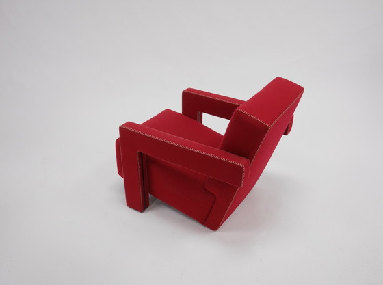 Image 1 of Cassina 2 Utrecht 637 New Never Used In Tomato Red Wool Cloth ( Serie 13L ) Horse Stitching