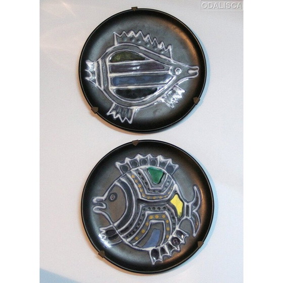 Image 1 of Coppia di piatti in ceramica d'epoca di René Neveu, Francia