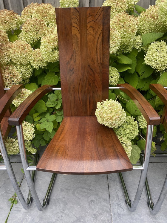 Image 1 of 4x Vintage Wooden Sleigh Chairs