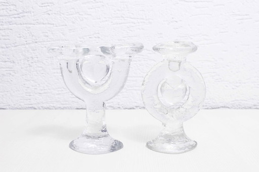 Glass candlesticks duo designed by Staffan Gellerstedt for the Swedish manufacturer Pukeberg.