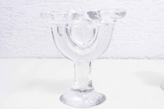 Image 1 of Glass candlesticks duo designed by Staffan Gellerstedt for the Swedish manufacturer Pukeberg.