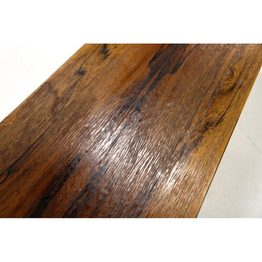 Vintage "Alpacka" bench in rosewood and metal by Gillis Lundgren for Möbel-Ikéa, Sweden 1960