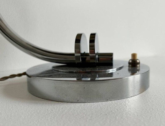 Image 1 of Modernist Chromed Metal Table Lamp - France 1930