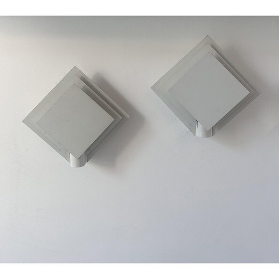 Image 1 of Coppia di lampade da parete vintage in metallo laccato bianco, Paesi Bassi 1970