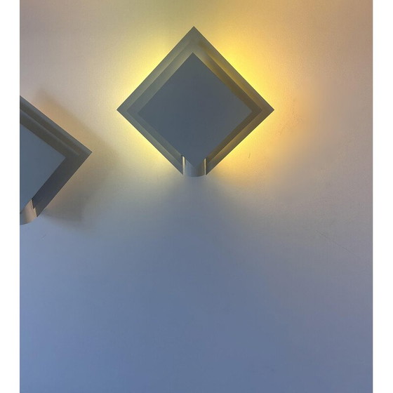 Image 1 of Coppia di lampade da parete vintage in metallo laccato bianco, Paesi Bassi 1970