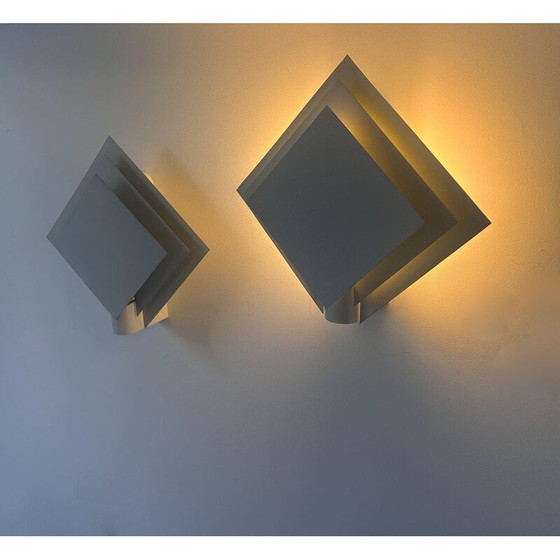 Image 1 of Coppia di lampade da parete vintage in metallo laccato bianco, Paesi Bassi 1970