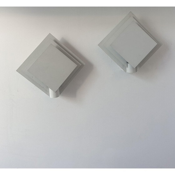 Image 1 of Coppia di lampade da parete vintage in metallo laccato bianco, Paesi Bassi 1970