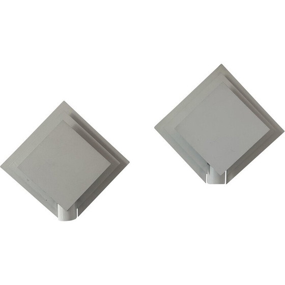 Image 1 of Coppia di lampade da parete vintage in metallo laccato bianco, Paesi Bassi 1970