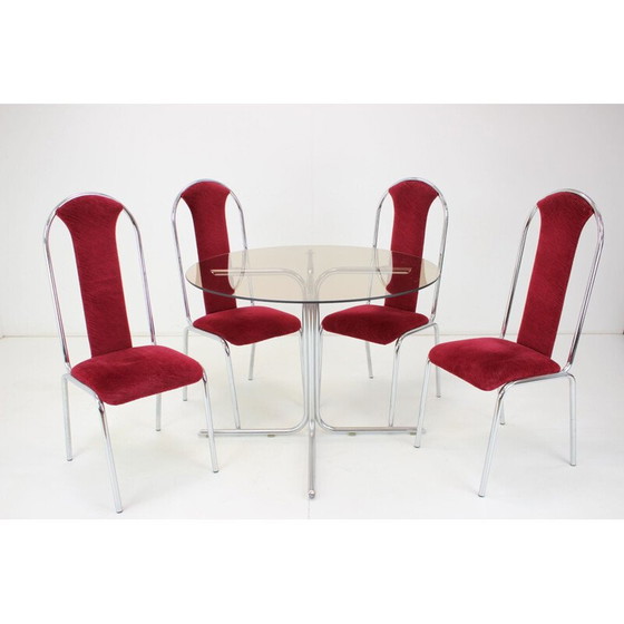 Image 1 of Vintage glass and fabric dining set, Czechoslovakia 1970