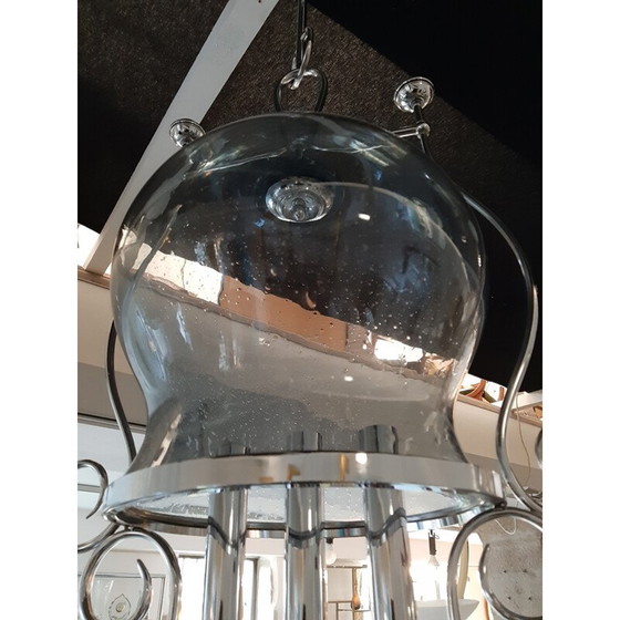 Image 1 of Lampada a sospensione vintage a campana in vetro a bolle, Italia 1970