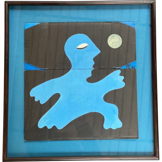 Image 1 of Dipinto vintage "L'homme bleu" di Alain Rothstein, 1991