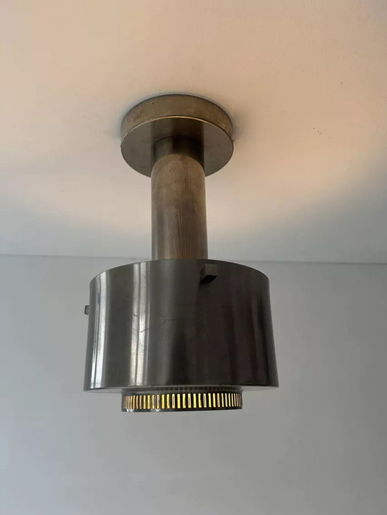 Image 1 of Lampadario modernista vintage, metallo cromato, Francia 1940