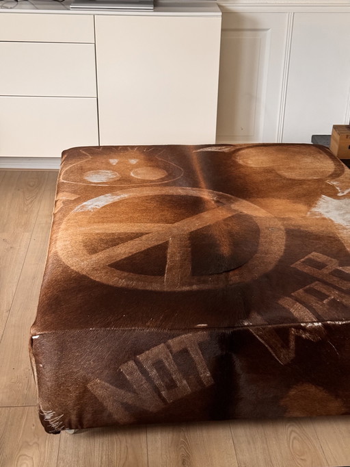 Hocker With Cowhide