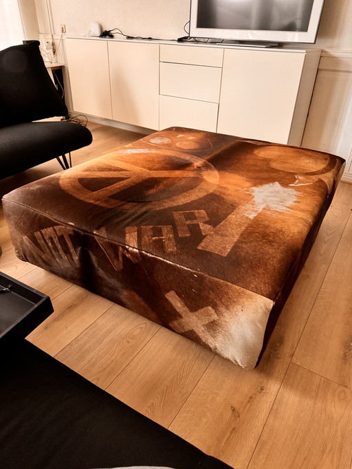 Hocker With Cowhide