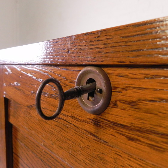 Image 1 of Oak Shutter Cabinet With 2 Shutters, 120 Cm High